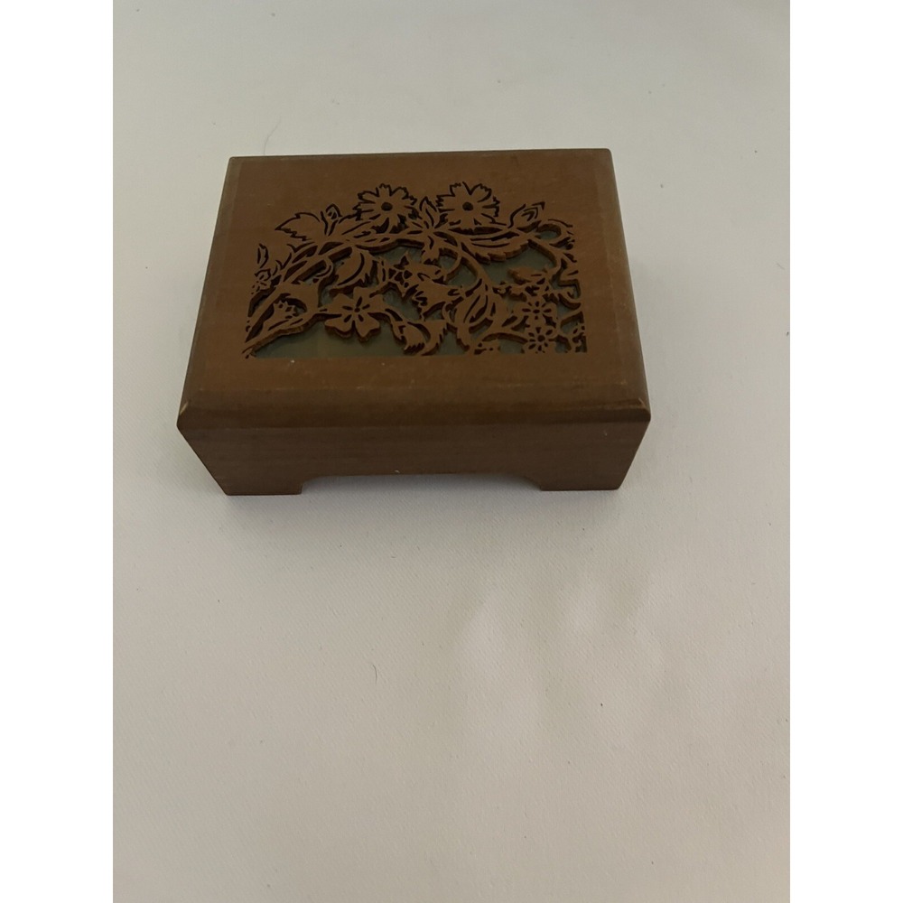 Walnut Wooden Small Carved Music Box, "Lara's Theme" By Lasercraft.